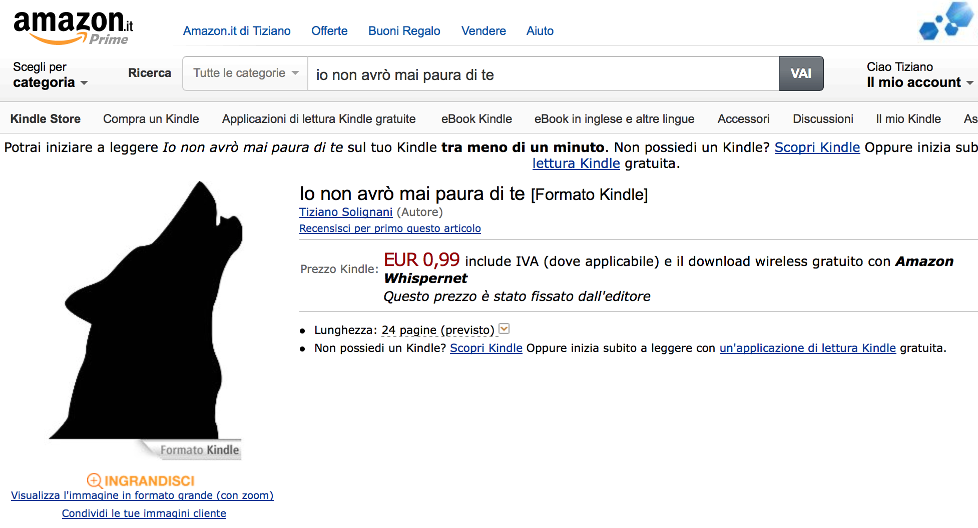 Oggi disponibile l'ebook «Io non avrò mai paura di te»