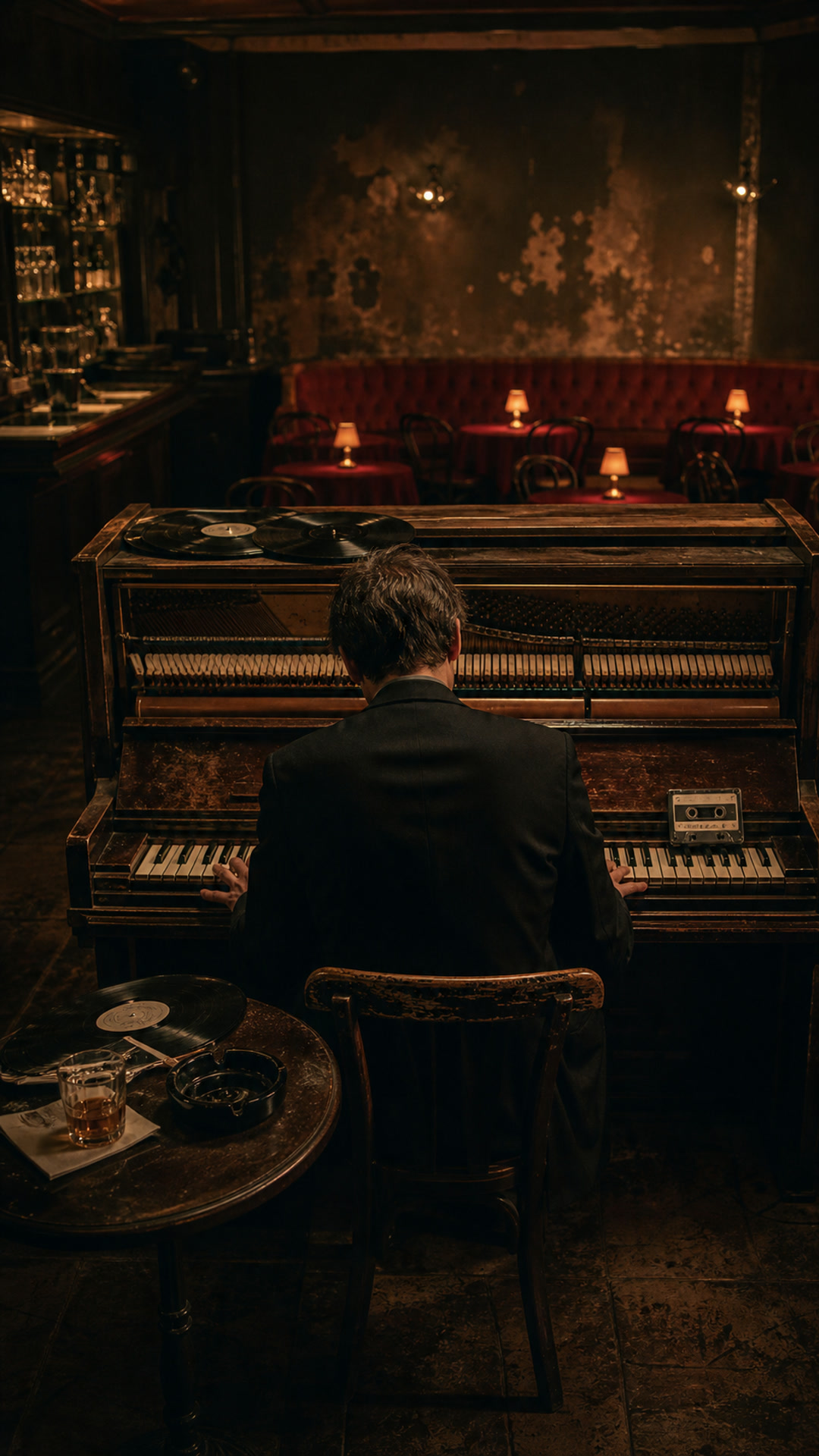 Un pianista solitario tra vinili e ricordi