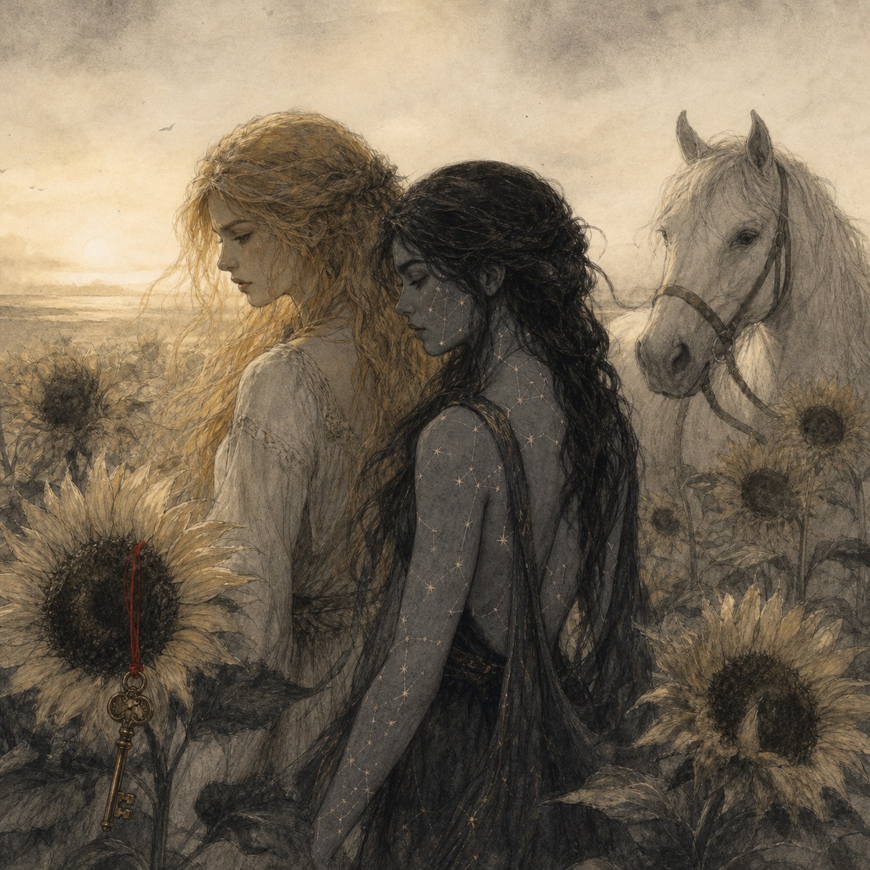 sole e la donna tra i girasoli